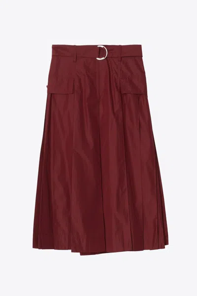 3.1 Phillip Lim Utility Poplin Midi Skirt In Burgundy
