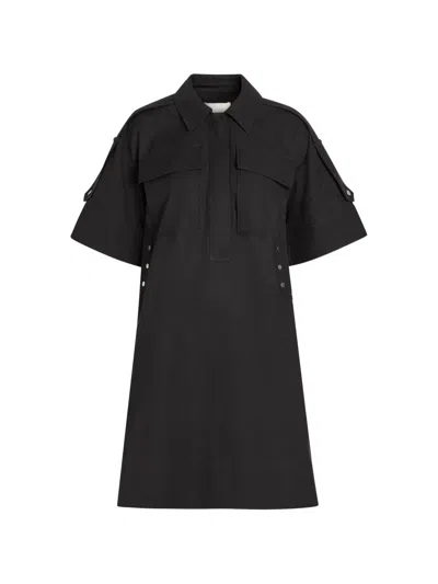 3.1 Phillip Lim Utility Shift Shirt Stud-embellished Mini Dress In Black