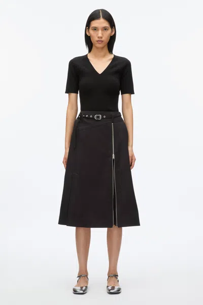3.1 Phillip Lim Utility Skirt With Zip Chiffon Godet In Khaki