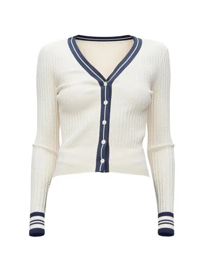 3.1 Phillip Lim Textured Rib Wide Vneck Ls Cardigan In Multi