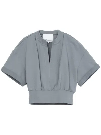 3.1 Phillip Lim V-neck Cotton T-shirt In Blue