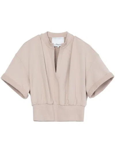 3.1 Phillip Lim V-neck Cotton T-shirt In Neutrals