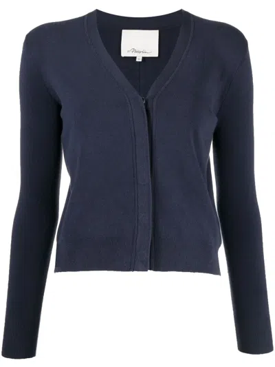 3.1 Phillip Lim V-neck Crepe Cardigan In Blue