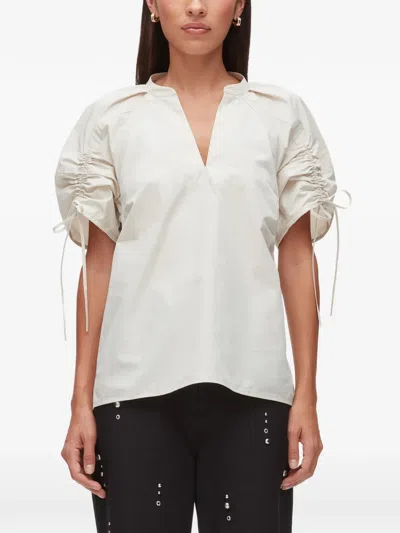 3.1 Phillip Lim Puff Short Sleeve Side Tie Cotton Dress In Gray