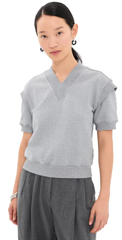 3.1 Phillip Lim V Neck French Terry Top Light Heather Grey