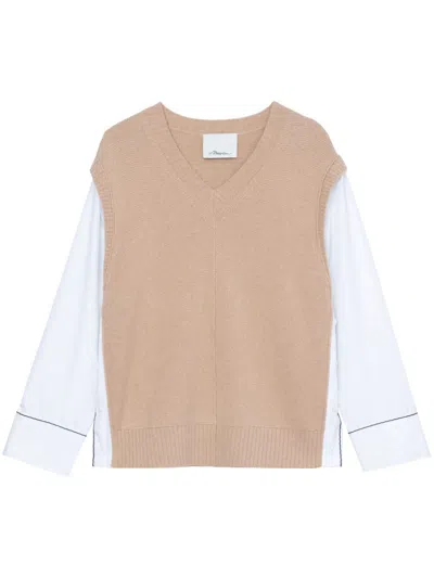 3.1 Phillip Lim V-neck Layered Top In Neutrals