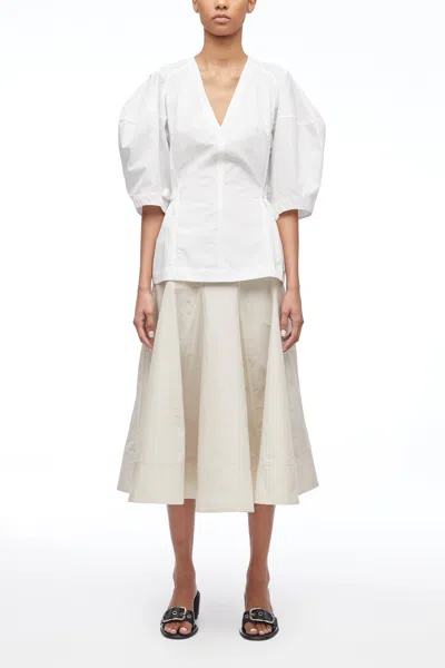 3.1 Phillip Lim V-neck Puff Sleeve Top In White