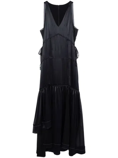 3.1 Phillip Lim V-neck Satin-finish Dress In Black