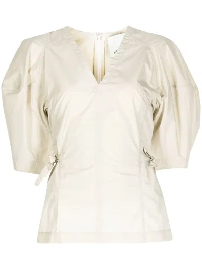 3.1 Phillip Lim V-neck Short-sleeve Top In Neutrals