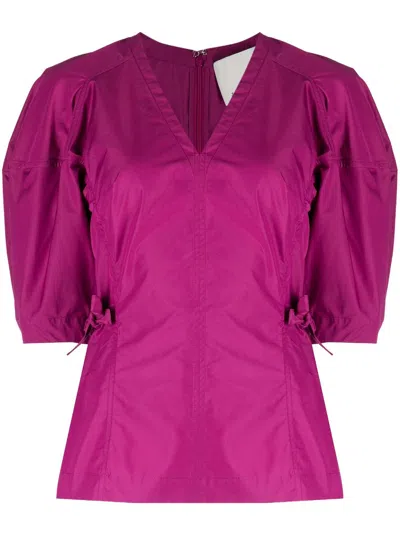 3.1 Phillip Lim V-neck Short-sleeve Top In Purple