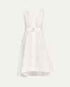 3.1 Phillip Lim V-neck Sleeveless Belted Midi Dress In White