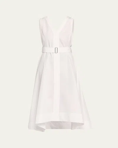 3.1 Phillip Lim V-neck Sleeveless Belted Midi Dress In White