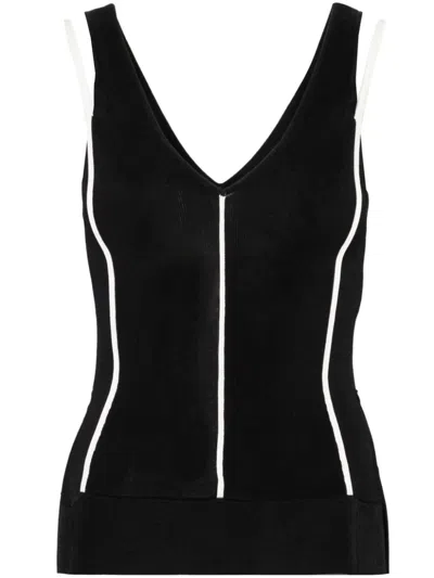 3.1 Phillip Lim V-neck Striped Tank Top In Midnight-ivory