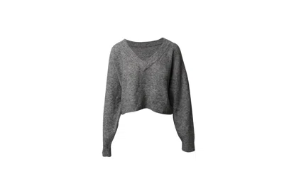 3.1 Phillip Lim V-neck Sweater Top In Grey Polyamide