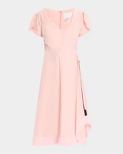 3.1 Phillip Lim V-neck Tulip-sleeve Midi Dress In Pink