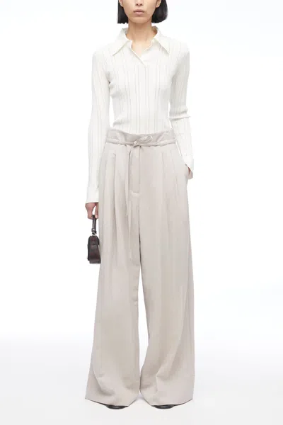 3.1 Phillip Lim Variegated Rib Polo Pullover In White