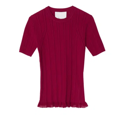 3.1 Phillip Lim Variegated Rib Short Sleeve Crewneck Top In Purple