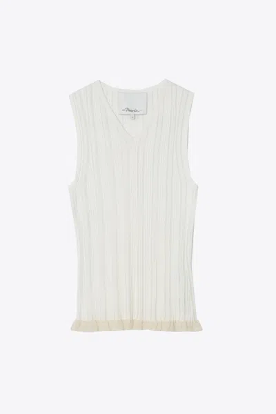 3.1 Phillip Lim Variegated Rib Sleeveless Top In White