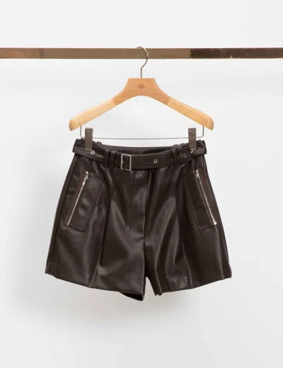 3.1 Phillip Lim Vegan Leather Belted Waist Utility Shorts In White