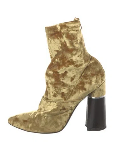 Pre-owned 3.1 Phillip Lim Velvet Animal Print Combat Boots In Yellow