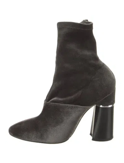 Pre-owned 3.1 Phillip Lim Velvet Leather Trim Embellishment Sock Boots In Green
