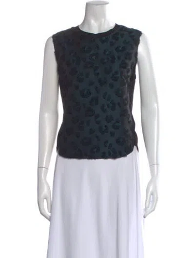 Pre-owned 3.1 Phillip Lim Virgin Wool Animal Print Top In Blue