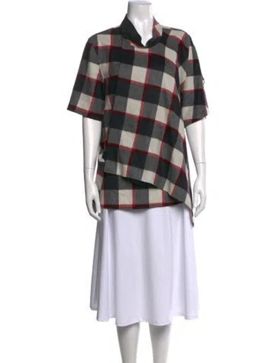 Pre-owned 3.1 Phillip Lim Virgin Wool Plaid Print Top In Black