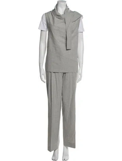 Pre-owned 3.1 Phillip Lim Virgin Wool Pleated Accents Pant Set In Gray