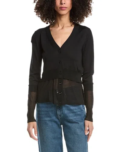 3.1 Phillip Lim V-neck Double Layer Cardigan In Black