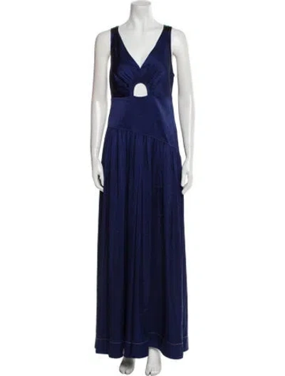 Pre-owned 3.1 Phillip Lim V-neck Long Dress In Blue