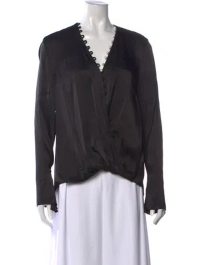 Pre-owned 3.1 Phillip Lim V-neck Long Sleeve Blouse In Black