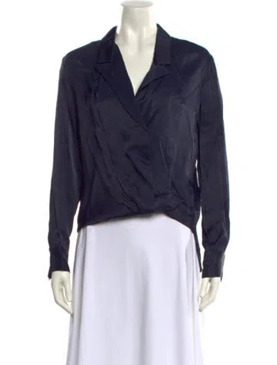 Pre-owned 3.1 Phillip Lim V-neck Long Sleeve Blouse In Blue
