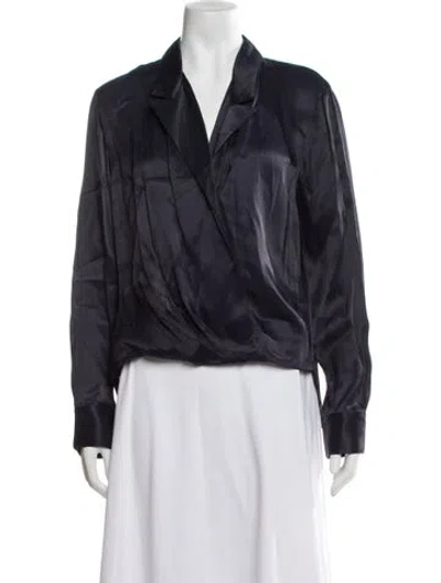 Pre-owned 3.1 Phillip Lim V-neck Long Sleeve Blouse In Blue