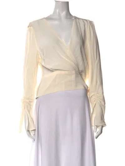 Pre-owned 3.1 Phillip Lim V-neck Long Sleeve Blouse In Neutral