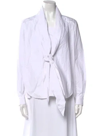 Pre-owned 3.1 Phillip Lim V-neck Long Sleeve Blouse In White