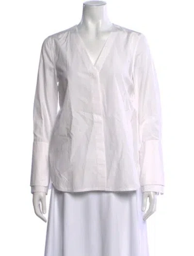 Pre-owned 3.1 Phillip Lim V-neck Long Sleeve Blouse In White