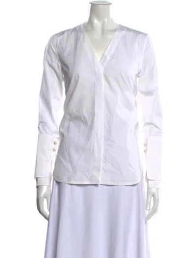 Pre-owned 3.1 Phillip Lim V-neck Long Sleeve Blouse In White