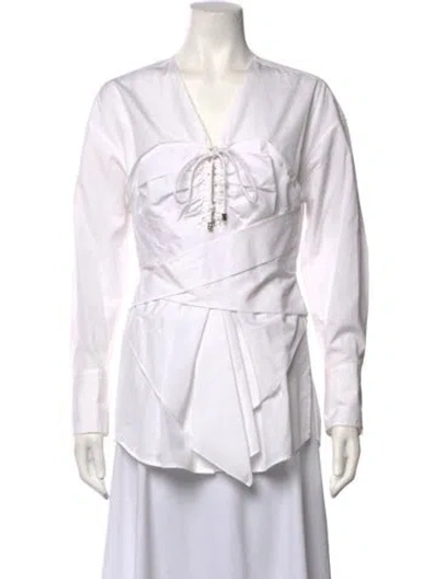 Pre-owned 3.1 Phillip Lim V-neck Long Sleeve Blouse In White