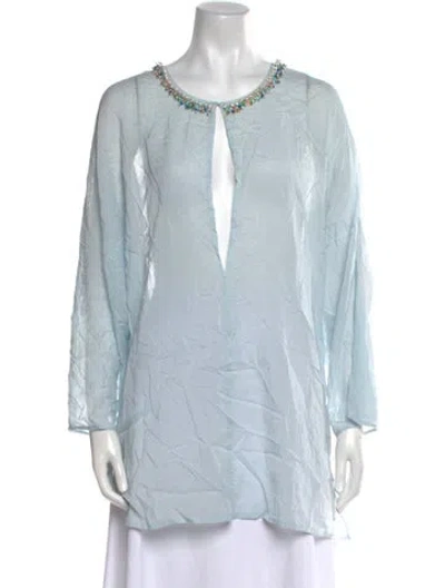 Pre-owned 3.1 Phillip Lim V-neck Long Sleeve Tunic In Blue