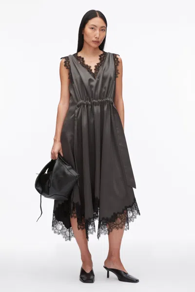 3.1 Phillip Lim V-neck Midi Dress With Lace Trim In Slate