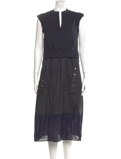 Pre-owned 3.1 Phillip Lim V-neck Midi Length Dress In Gray