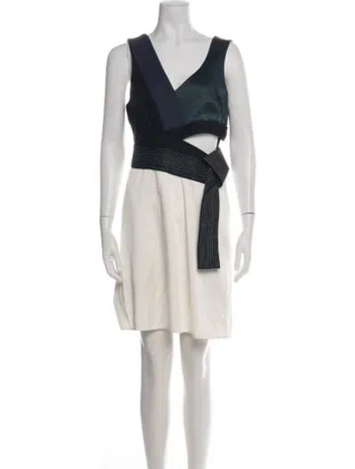 Pre-owned 3.1 Phillip Lim V-neck Mini Dress In Green