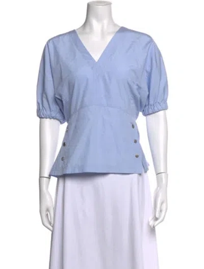 Pre-owned 3.1 Phillip Lim V-neck Short Sleeve Blouse In Blue