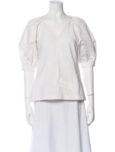 Pre-owned 3.1 Phillip Lim V-neck Short Sleeve Blouse In Neutral