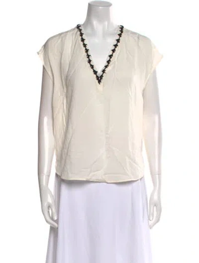 Pre-owned 3.1 Phillip Lim V-neck Short Sleeve Blouse In Neutral
