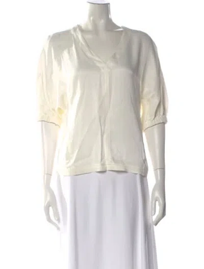 Pre-owned 3.1 Phillip Lim V-neck Short Sleeve Blouse In White