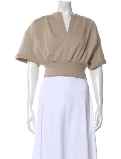 Pre-owned 3.1 Phillip Lim V-neck Short Sleeve Crop Top In Neutral