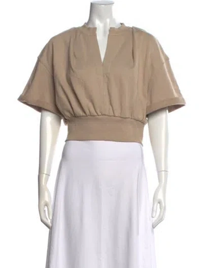 Pre-owned 3.1 Phillip Lim V-neck Short Sleeve Crop Top In Neutral