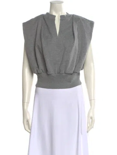 Pre-owned 3.1 Phillip Lim V-neck Short Sleeve Crop Top W/ Tags In Gray