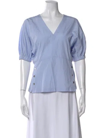 Pre-owned 3.1 Phillip Lim V-neck Short Sleeve Top In Blue